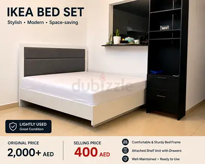 Ikea upholstered bed and mattress