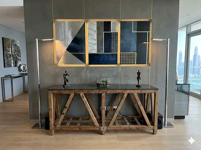Marina Home set of Solid Rustic Wooden Console Table - Large Entryway Console