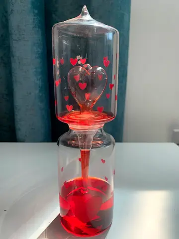Decorative Love Heart Glass Oil Lamp / Romantic Glass Ornament