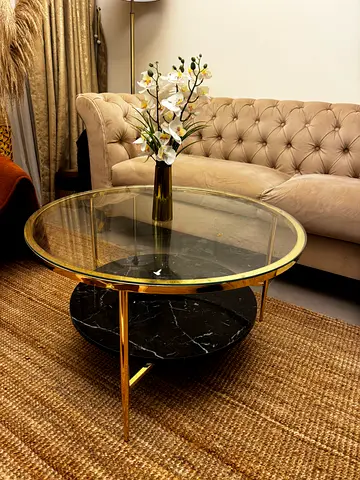 Modern Gold and Marble design Coffee Table