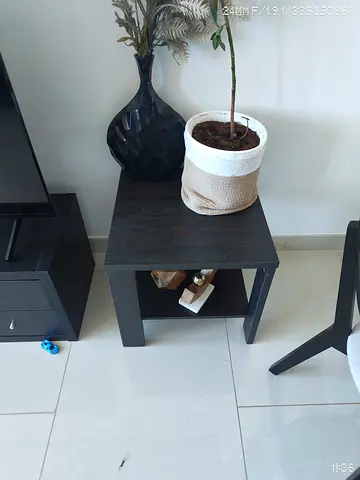 Dark Wood Side Table / Bedside Table - Solid, Compact