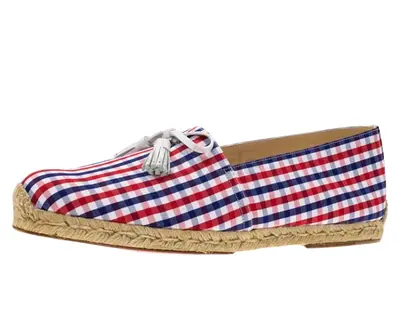 Authentic Christian Louboutin Vichy Papiounet Bow Espadrilles Size 44