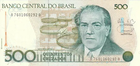 BRAZIL 500 CRUZADOS COMMEMORATIVE BANKNOTE 1988