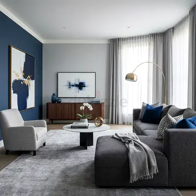Modern Grey L-Shaped Sofa with Throw Pillows
