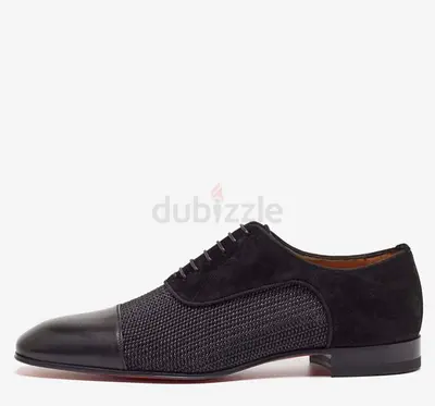Authentic Christian Louboutin Black Leather and Suede Greggo Lace Up Oxford Size 40