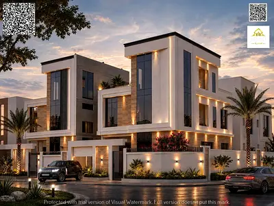 Corner villa on two streets, modern design, two floors and a roof, in a prime location, freehold ow