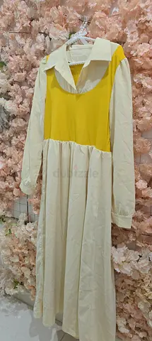 Light Yellow and Cream Long Sleeve Maxi Dress - Casual Modest Style