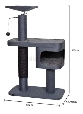 Gray 128cm Cat Tree with Condo, Perch and Scratching Post