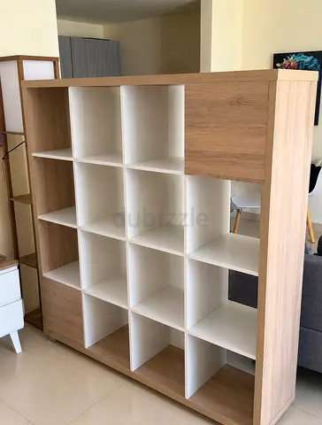 Oak  White 4x4 Cube Shelf Room Divider - Good Condition