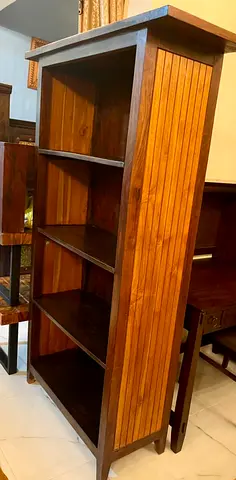 Solid Wood marina Open Bookcase - 4 Shelves, Rustic Finish