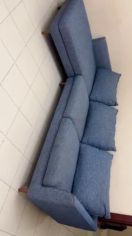 3-Seater Blue Fabric Sofa in Good Condition