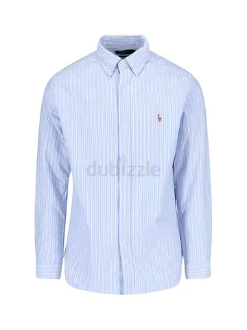 Light Blue Striped Mens Button-Down Shirt (Ralph Lauren style)
