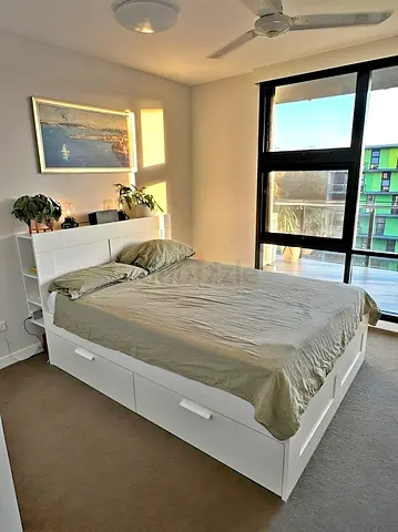 Ikea Queen Brimines bed frame with Ikea Queen mattress
