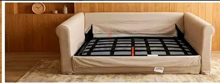 Beige Convertible Sofa Bed — Good Condition