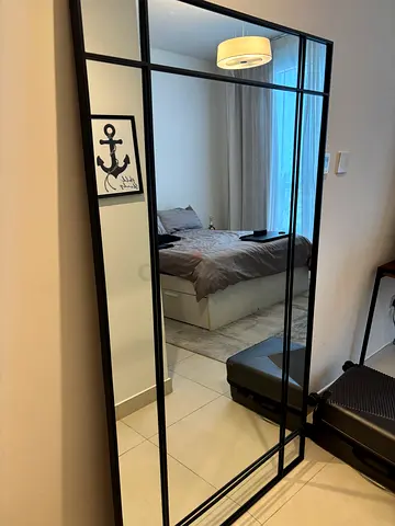 Modern Black Metal Frame Floor Mirror
