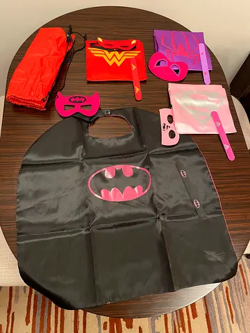Kids superhero dress-up capes and masks set (Batman, Wonder Woman, Spider-Man) - Brand New