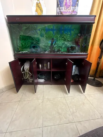 Fish tank with built in cupboards for storage