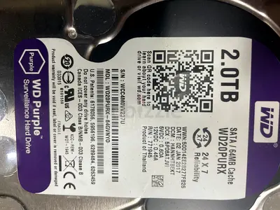 WD Purple 2TB SATA Surveillance Hard Drive (WD20PURX) with good health