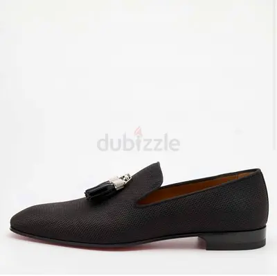 Original Christian Louboutin Black Nylon Rivalion Tassel Smoking Slippers Size 43