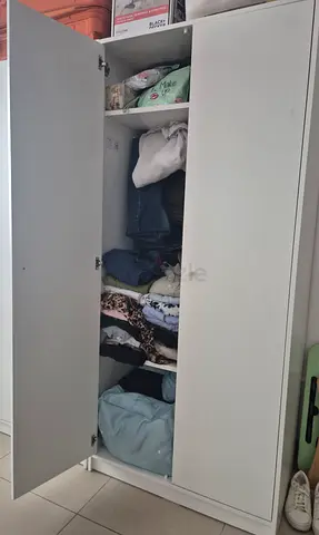 White 2-Door Wardrobe / Armoire in Good Condition