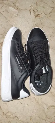 Armani Exchange black leather-look sneakers, size 43