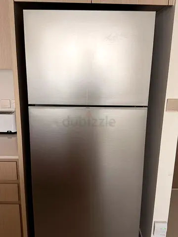 Stainless Steel Double-Door Refrigerator in Good Condition