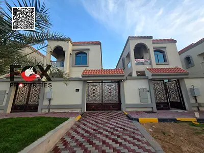 Elegant villa for annual rent | 4 master bedrooms | Private yard | Maid’s room | Near mosque | Lowest price in Ajman, AED 90K only.