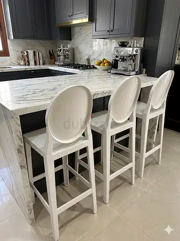 KARTELL Set of 3 White Modern Bar Stools with Round Backrest