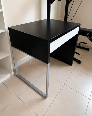 Compact black and white side table / small desk with drawer (2 Quantities)