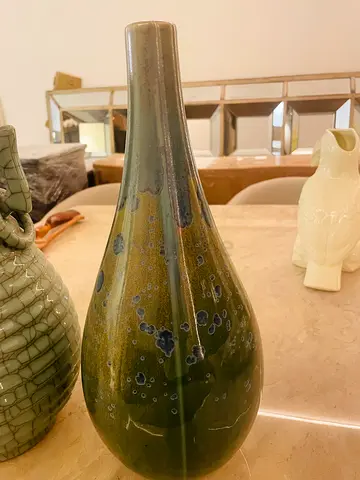 Green Glazed Ceramic Decorative Vase (Tall)