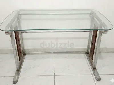 Modern Glass Top Desk with Chrome Frame