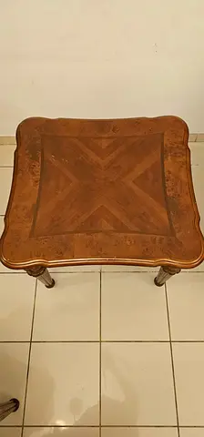 2 pc Classic Wooden Side Table with Decorative Inlay - antique design  pure wood
