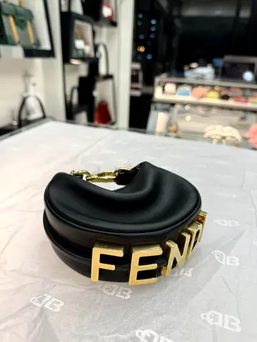 Fendi Black Leather Nano Fendigraphy Hobo Bag (Authentic/PreOwned)