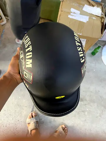 Matte Black Half Face Cycling Helmet with Custom Graphics