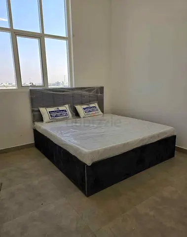 Modern Grey Upholstered Bed Set with Mattress and Pillows