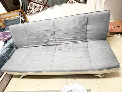 Gray Fabric Sofa Bed / Futon - Good Condition