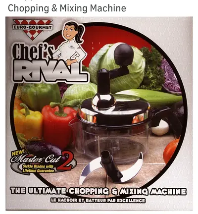 Chefs Rival Chopping  Mixing Machine - Manual Food Chopper Brand New
