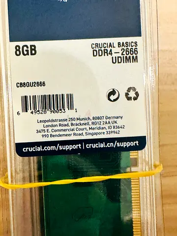 Crucial 8GB DDR4-2666 UDIMM RAM (New/Sealed)