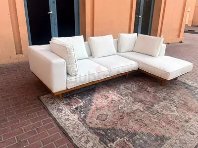 West Elm L Shape Sofa Beige Excellent Condition