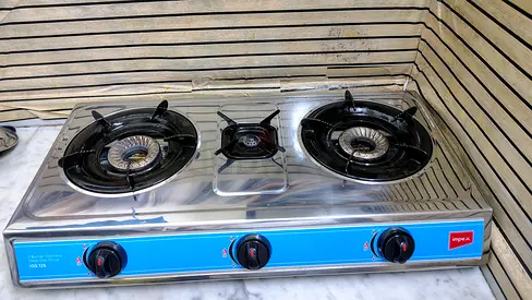 3-Burner Stainless Steel Gas Stove - Good Working Condition