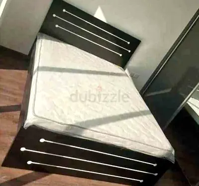 Modern Dark Brown Bed Frame with Mattress