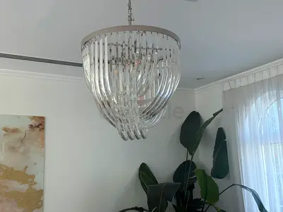 Modern Crystal Chandelier Light Fixture - Large Elegant Pendant