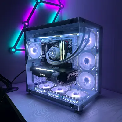 Aesthetic RTX 3070 White Gaming PC Rendering PC