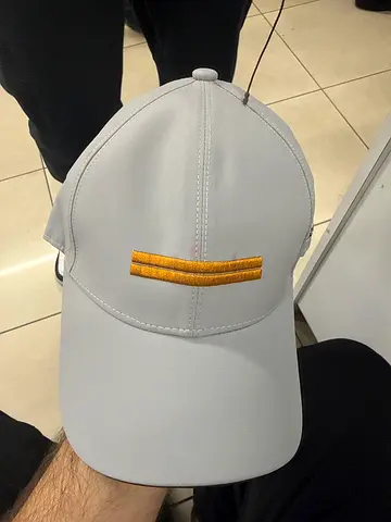 Zegna Light grey baseball cap with simple gold stripe logo - gently used
