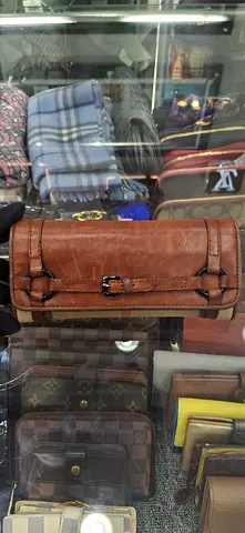 Classic Burberry Check Long Wallet with Leather Buckle Strap