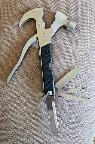 Multi-tool Hammer with Pliers, Knife and Screwdriver Attachments
