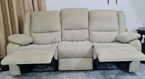 Beige 3-Seater Recliner Sofa - Comfortable Living Room Seating