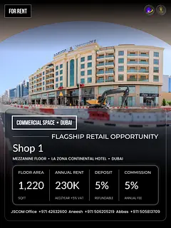 Off Plan Commercial Shop for Rent in La Zona Continental Hotel