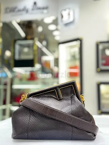 Fendi Dark Brown Python Medium Fendi First Shoulder Bag (Authentic/PreOwned)