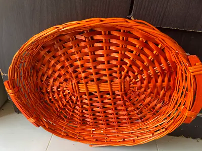 Handwoven Round Rattan Basket - Medium Size